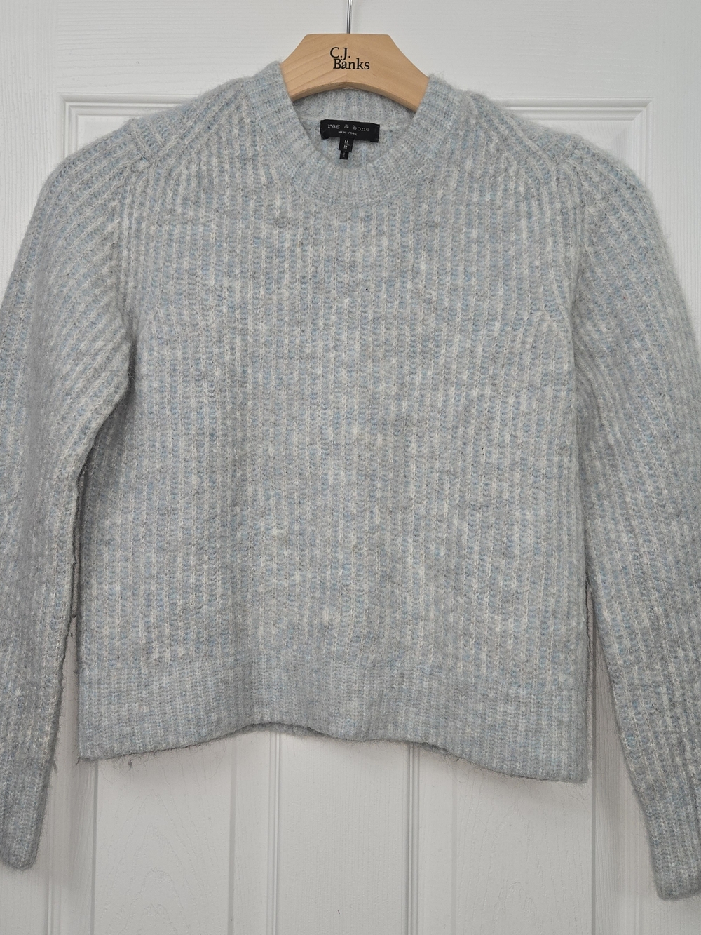 rag & bone New York Light Blue Fluffy Alpaca Knit Crewneck Sweater - Size M Soft
